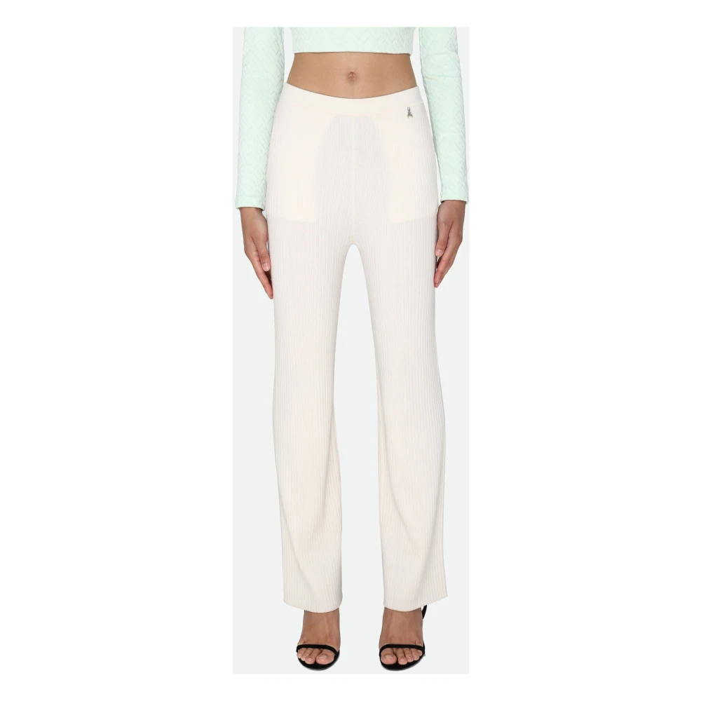 PATRIZIA PEPE Geribbelde Witte Broek Slim Fit White Dames