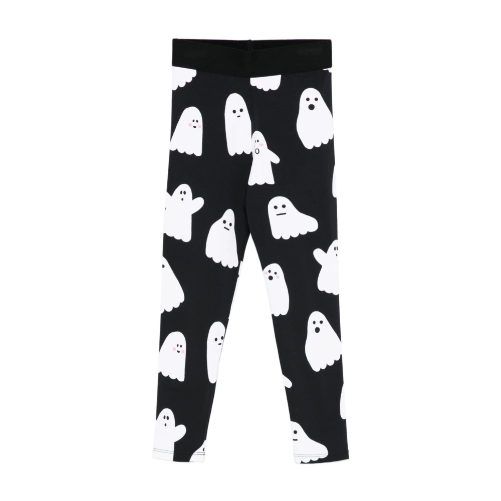 Stella Mccartney Girls Black Leggings, 3 Y, Kids Ghost Motif Trousers
