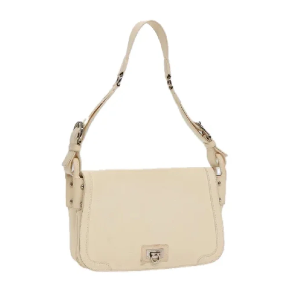 Salvatore Ferragamo Pre-owned Leather shoulder-bags Beige Dames