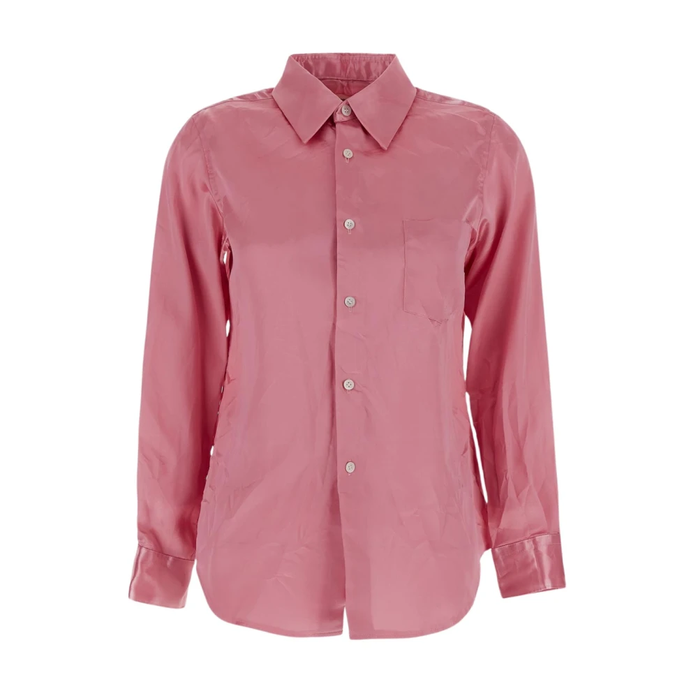 Comme des Garçons Polyester Gerimpeld Overhemd Pink Dames