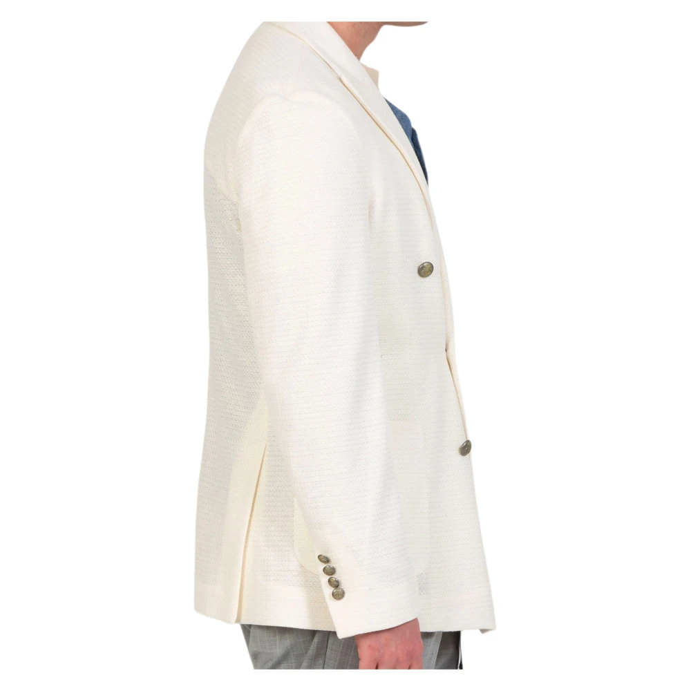 Circolo 1901 Linnen Blend Double-Breast Blazer White Heren
