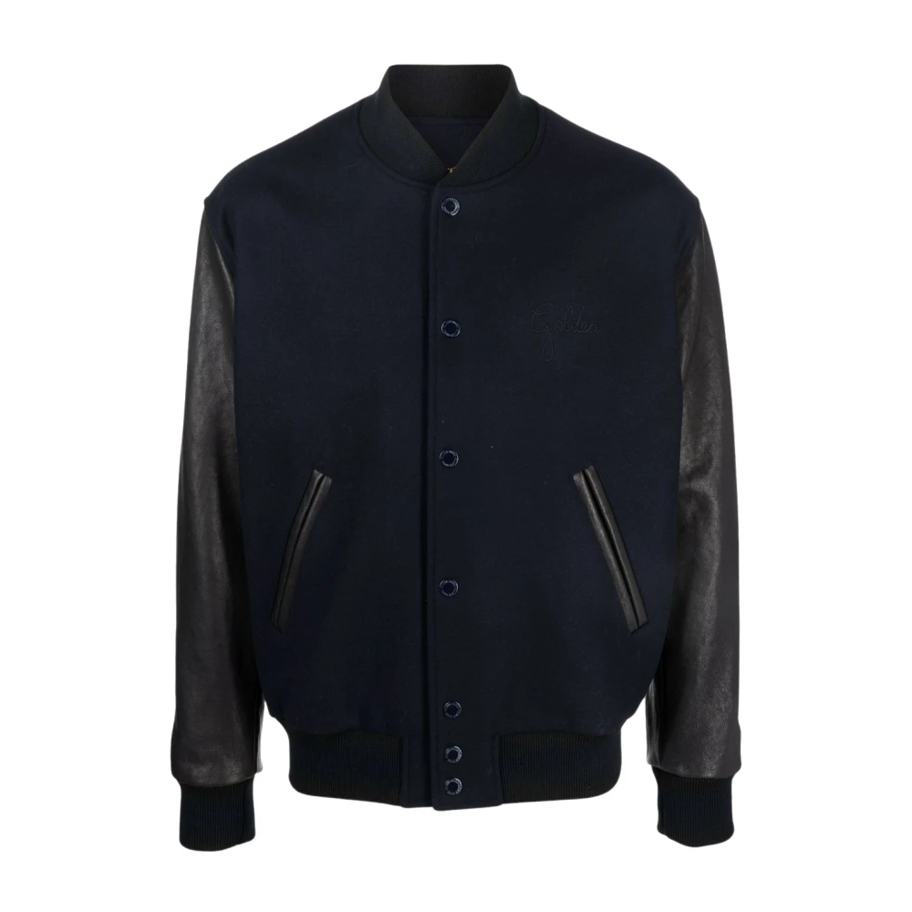 Golden Goose Bomberjack met leren mouwen Blue Heren