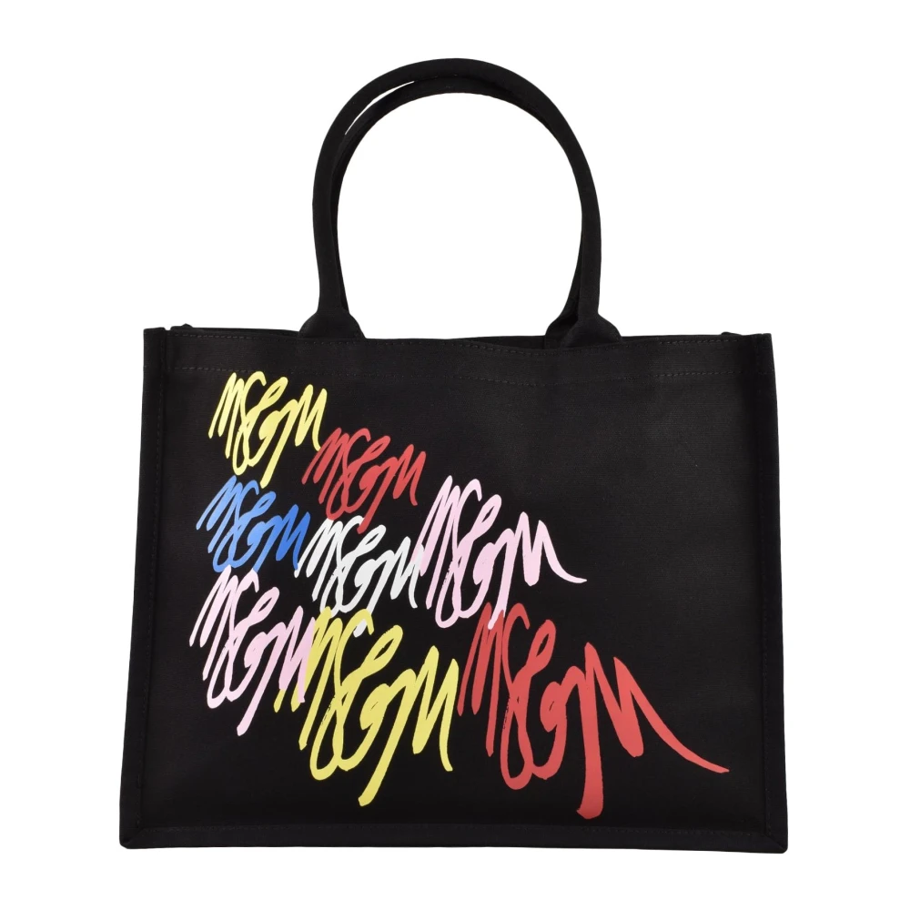 Msgm Katoenen Schoudertas Black Dames