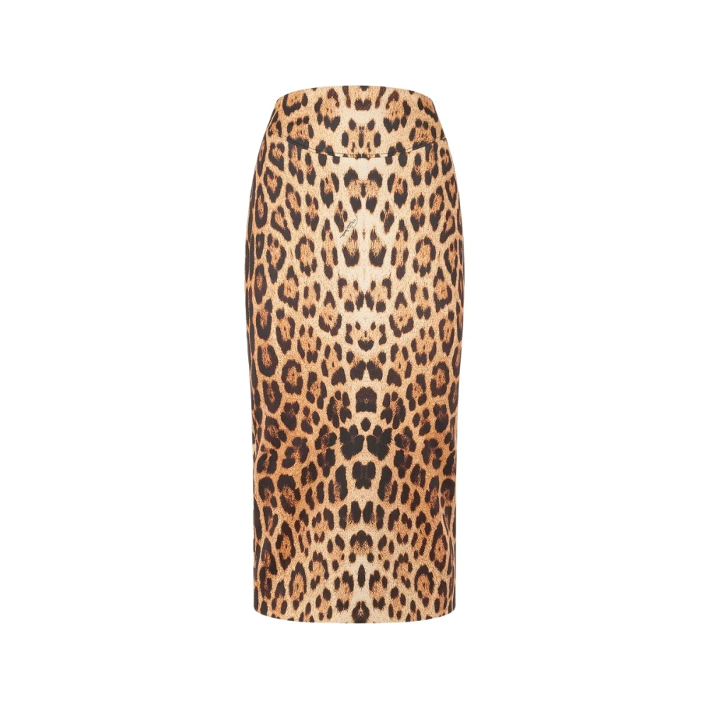 Roberto Cavalli Brown Jaguar Skin Print Pencil Skirt - Female - Pencil Skirts - Xs - Skirts