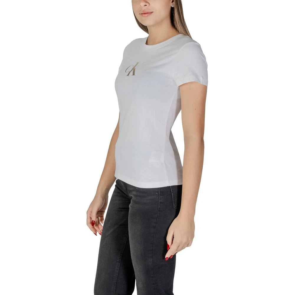 Calvin Klein Jeans Wit Katoenen Dames T-Shirt Lente Zomer White Dames