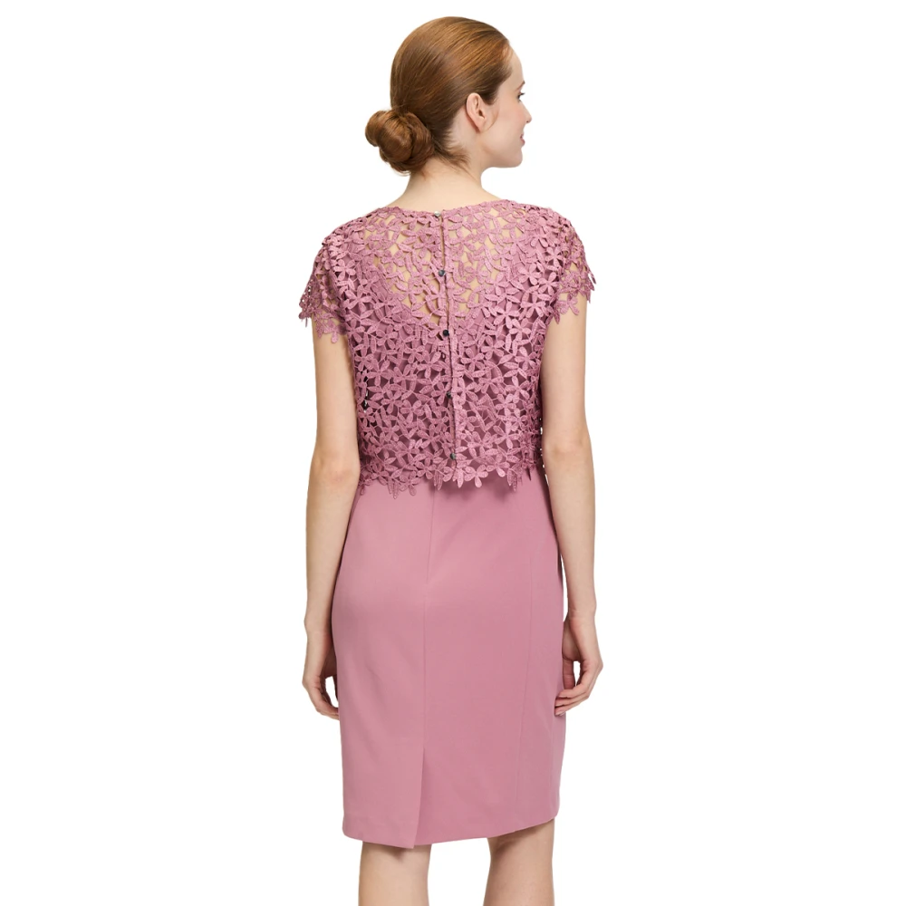 Vera Mont Korte Mouw Jurk Pink Dames