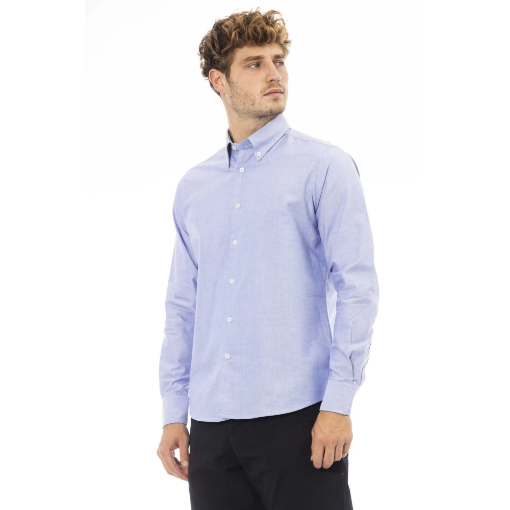Baldinini Button-down Shirt Korte Kraag Voorknoopsluiting Blue Heren