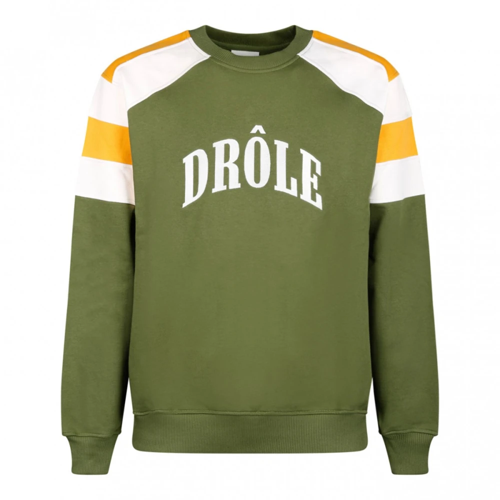 Drole de Monsieur Sportieve Katoenen Sweatshirt in Groen Crème Geel Multicolor Heren