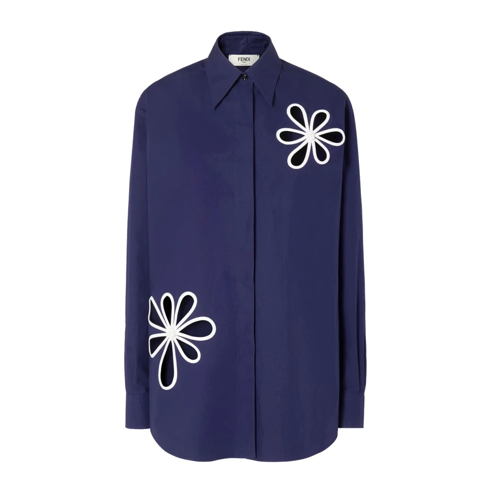 Fendi Women's Blue Cotton Poplin Shirt