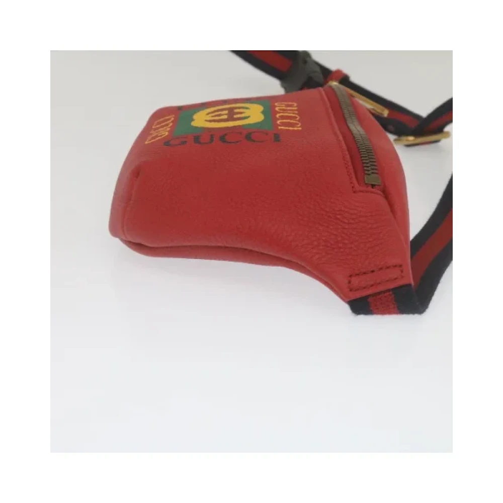 Gucci Vintage Tweedehands Rode Leren Gucci Schoudertas Red Dames