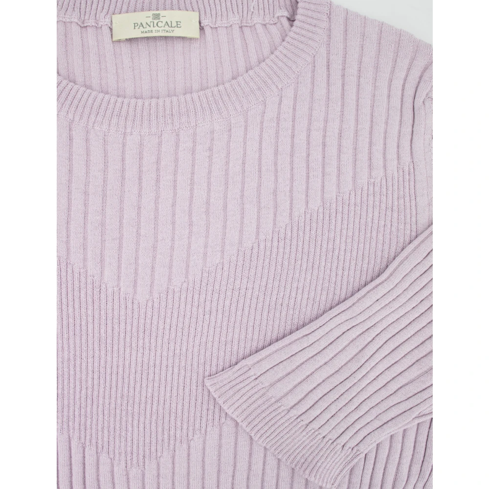 Panicale Zijde en Katoen Blend Crew Neck Sweater Purple Dames