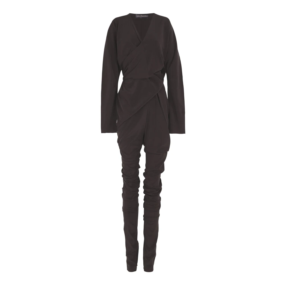Cortana Women's Gray Jumpsuits,, Serp, Silk Mono Stretch Graphite Small