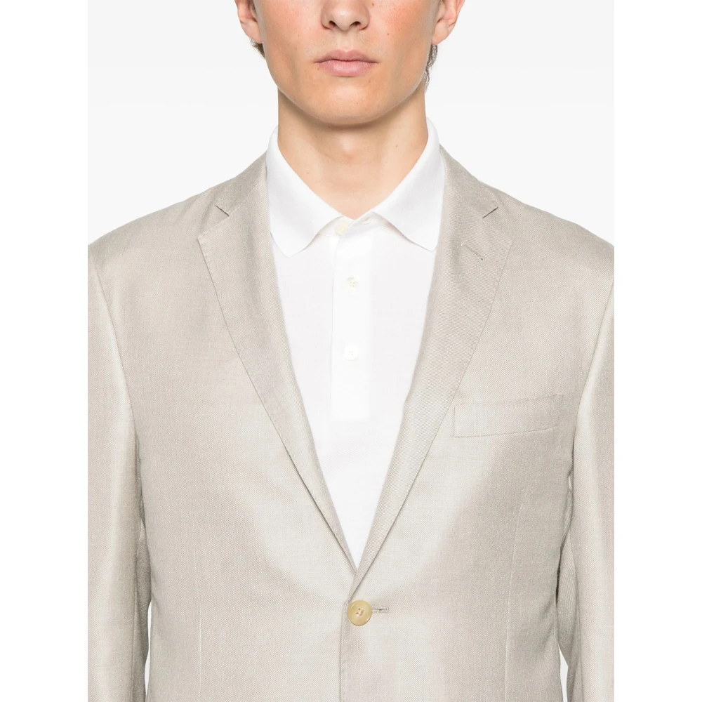 Corneliani Luxe Wol Zijde Linnen Jas Beige Heren