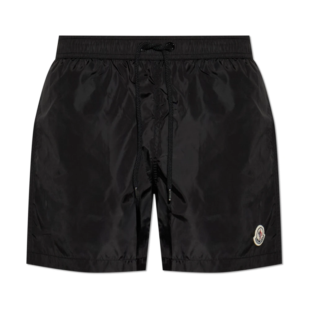 Moncler Black Logo Patch Swim Shorts - Male - Beachwear - M - Swimwear