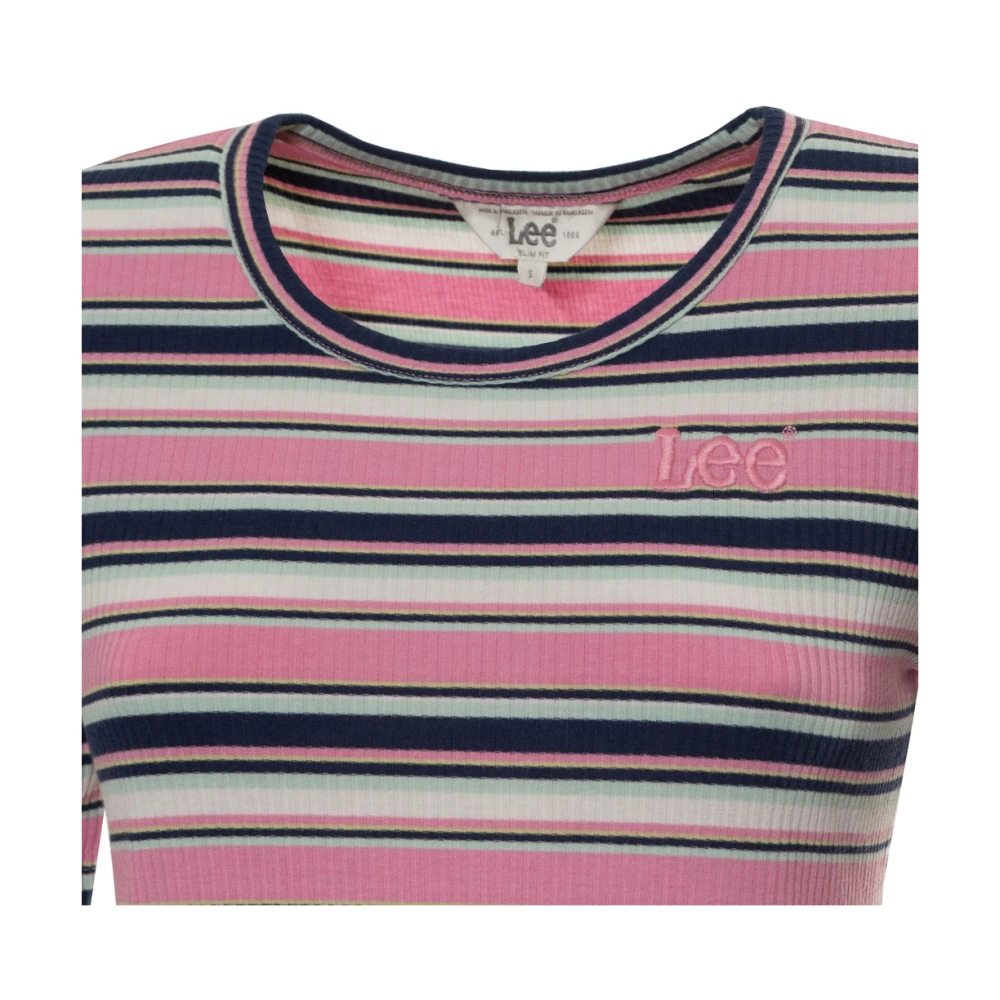 Lee Gestreept katoenen T-shirt met logo Multicolor Dames