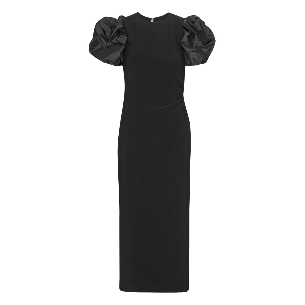 Rotate Birger Christensen Women's Black Gowns, S, Puff Sleeve Dress