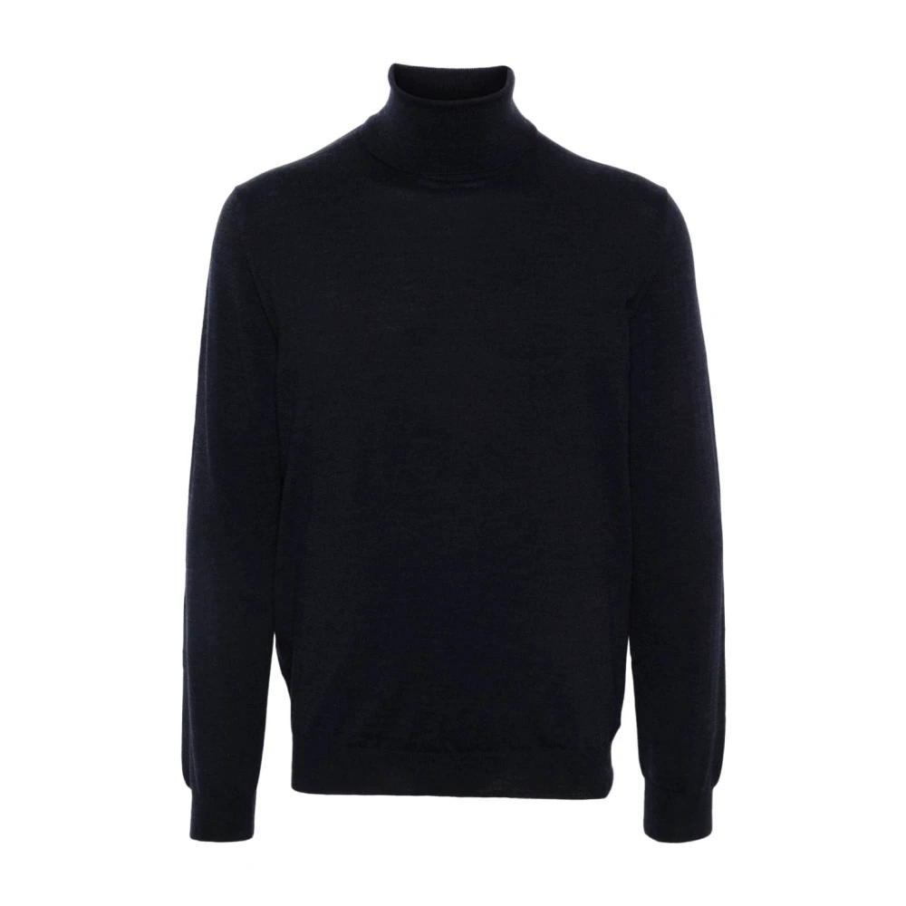 Zanone Blauwe Wollen Blend Rolnek Trui Blue Heren