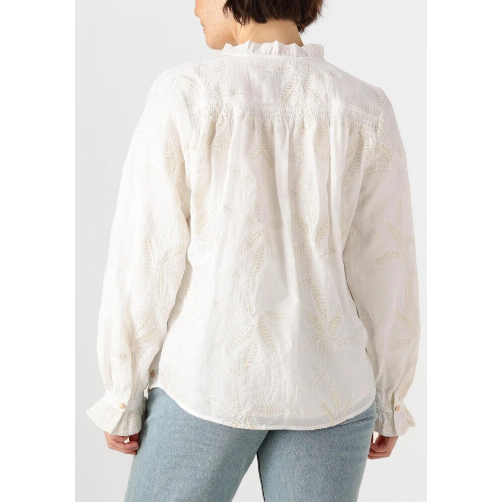 Nukus Witte Geborduurde Blouse White Dames