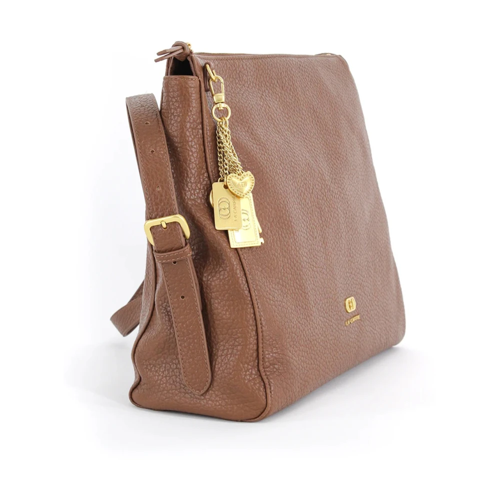 La Carrie Bruin lederen Shopper tas met gouden accenten Brown Dames