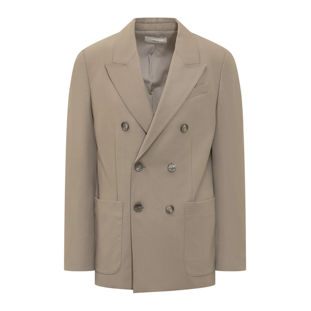 Ami Paris Double Breasted Blazers Jas Beige Heren