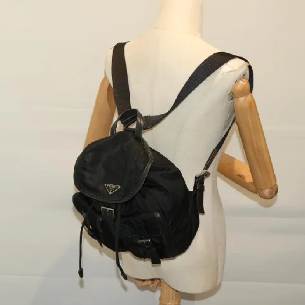 Prada Vintage Pre-owned Fabric backpacks Black Dames