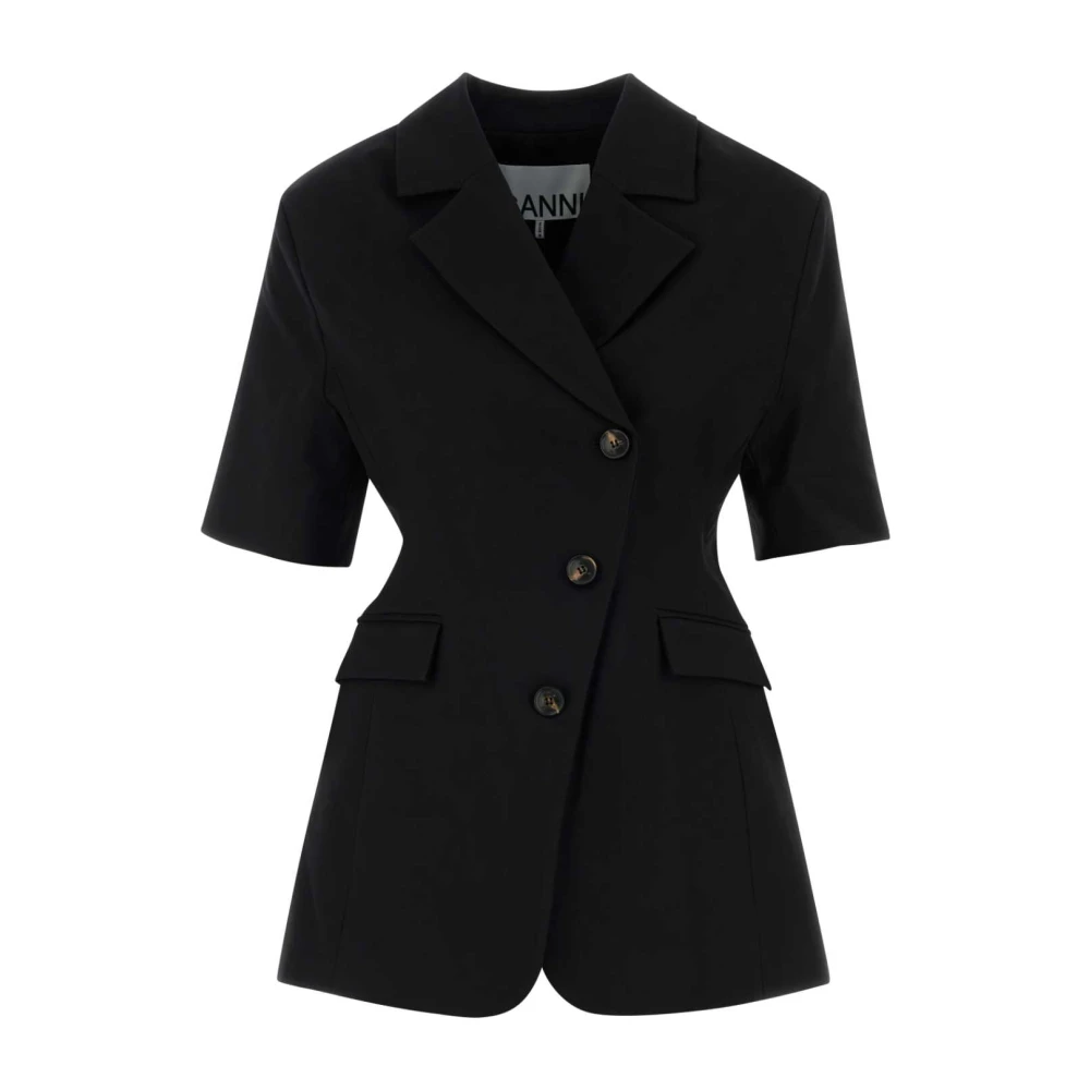 Ganni Donna Nero - Blazer Sartoriale In Cotone - Jackets - S