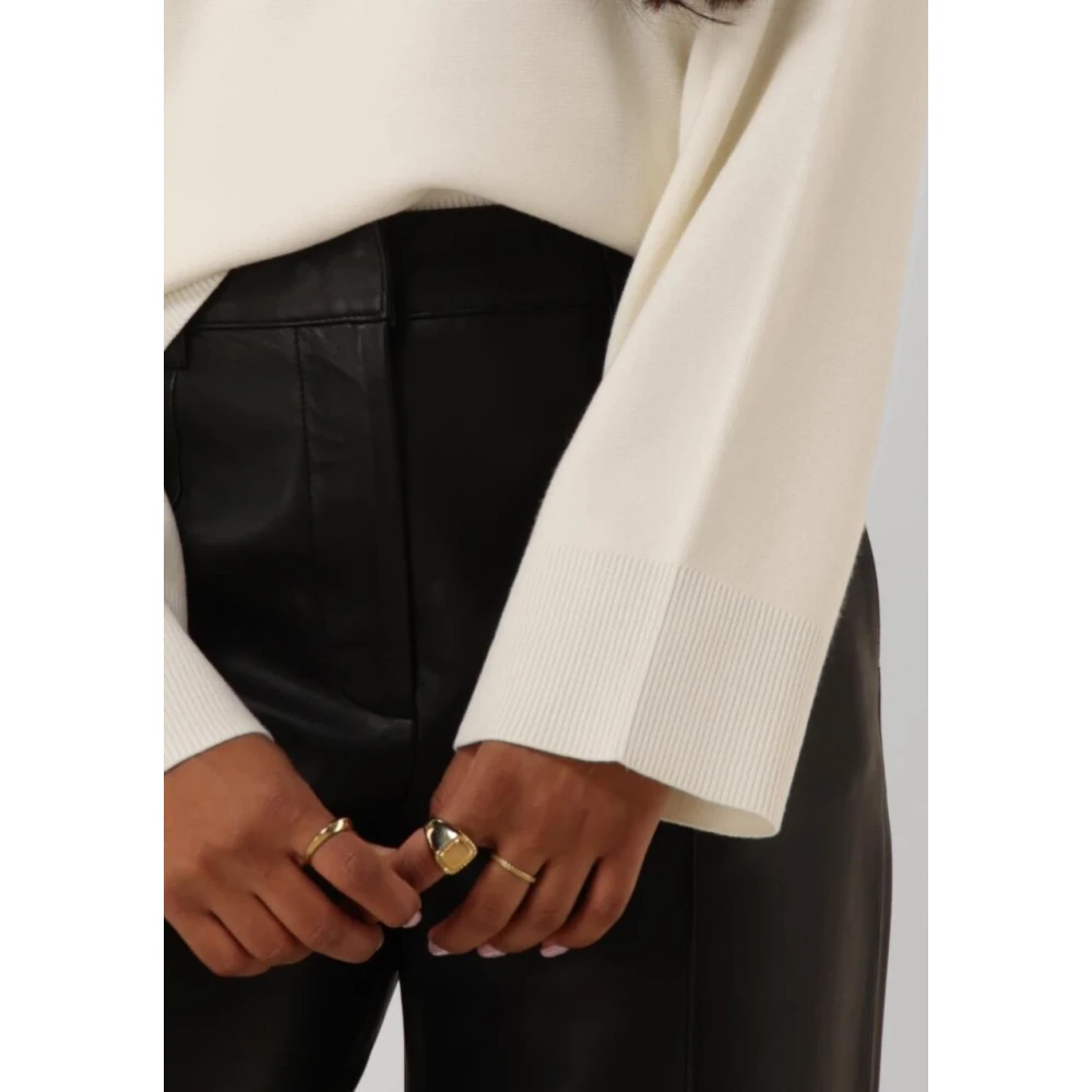 Selected Femme Zwarte Leren Wijde Broek Black Dames