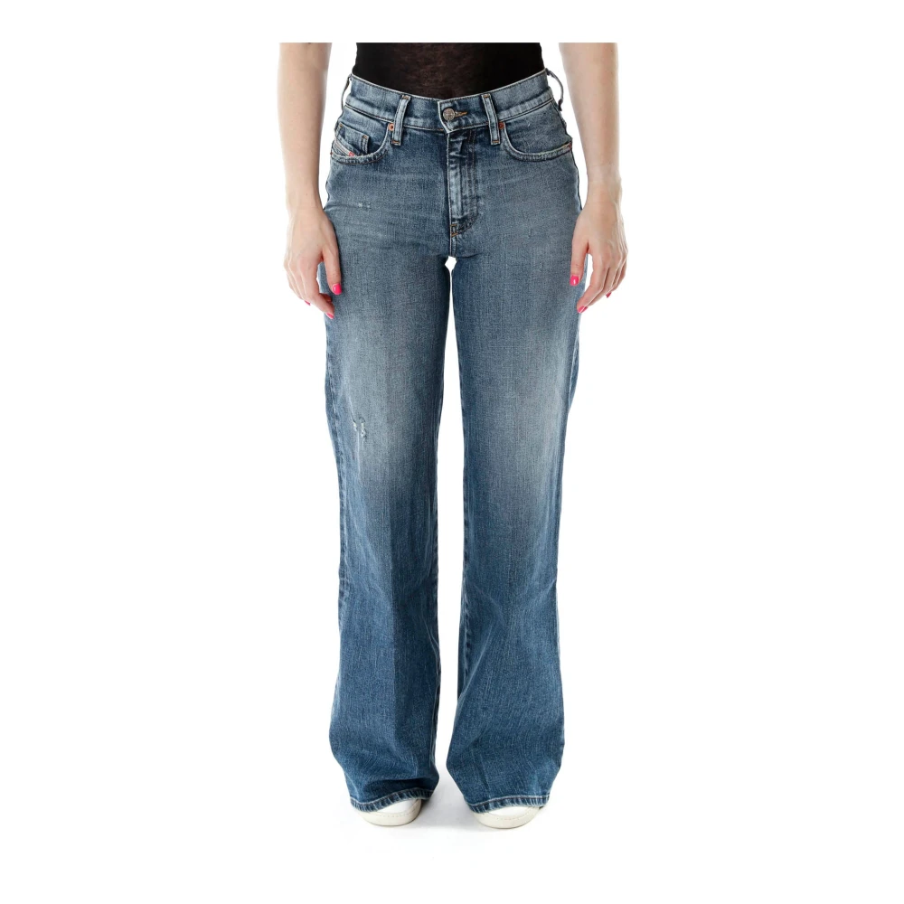 Diesel Women's Blue Wide Jeans - Bootcut Jeans - W26 L32 - Jeans