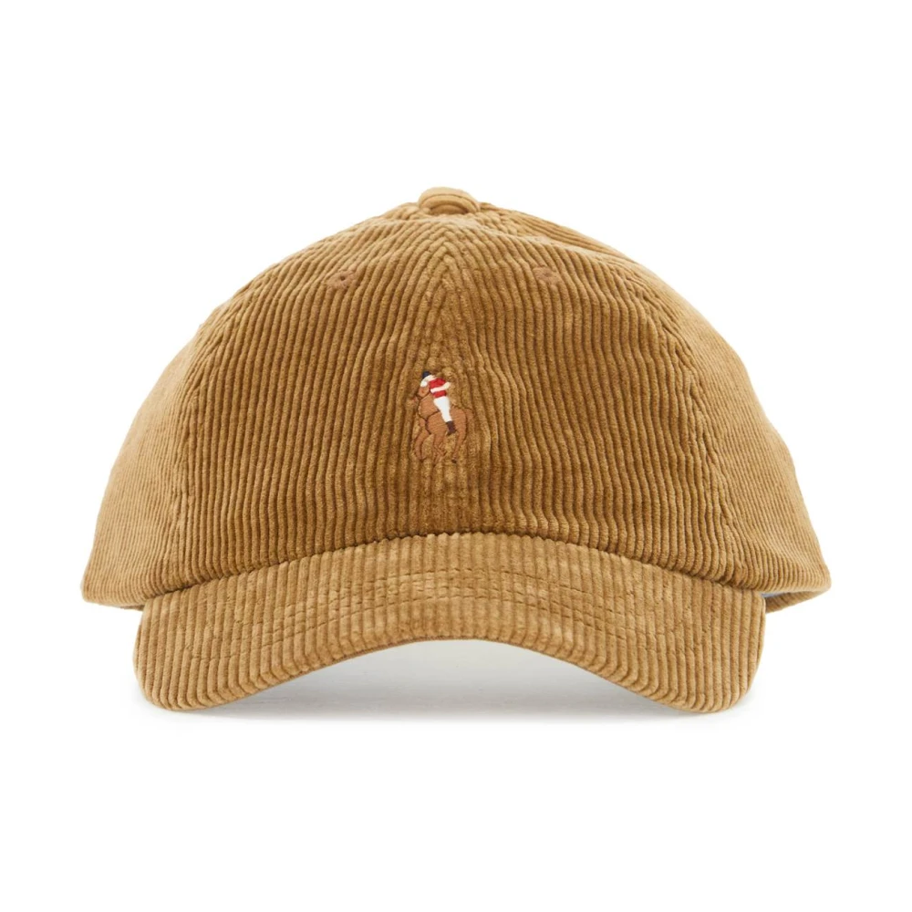 Polo Ralph Lauren Fluweel Geribbelde Baseballpet met Pony Beige Heren