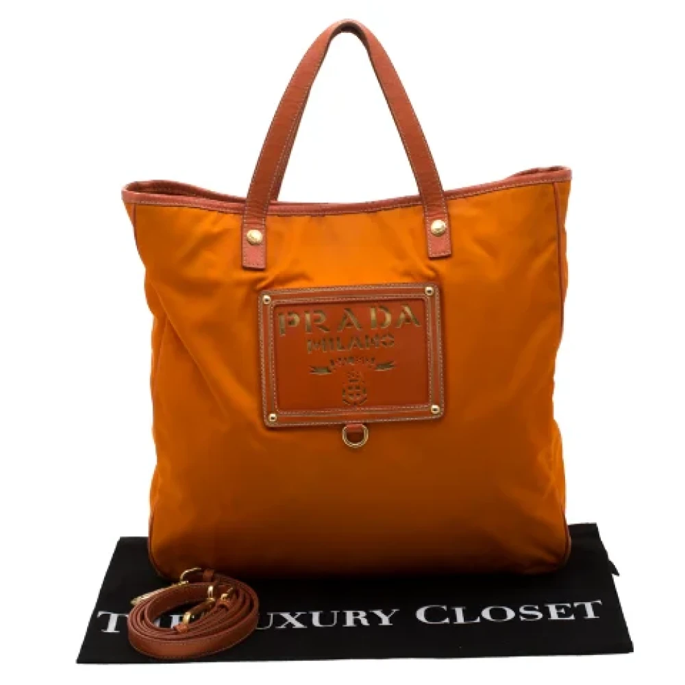 Prada Vintage Pre-owned Nylon totes Orange Dames