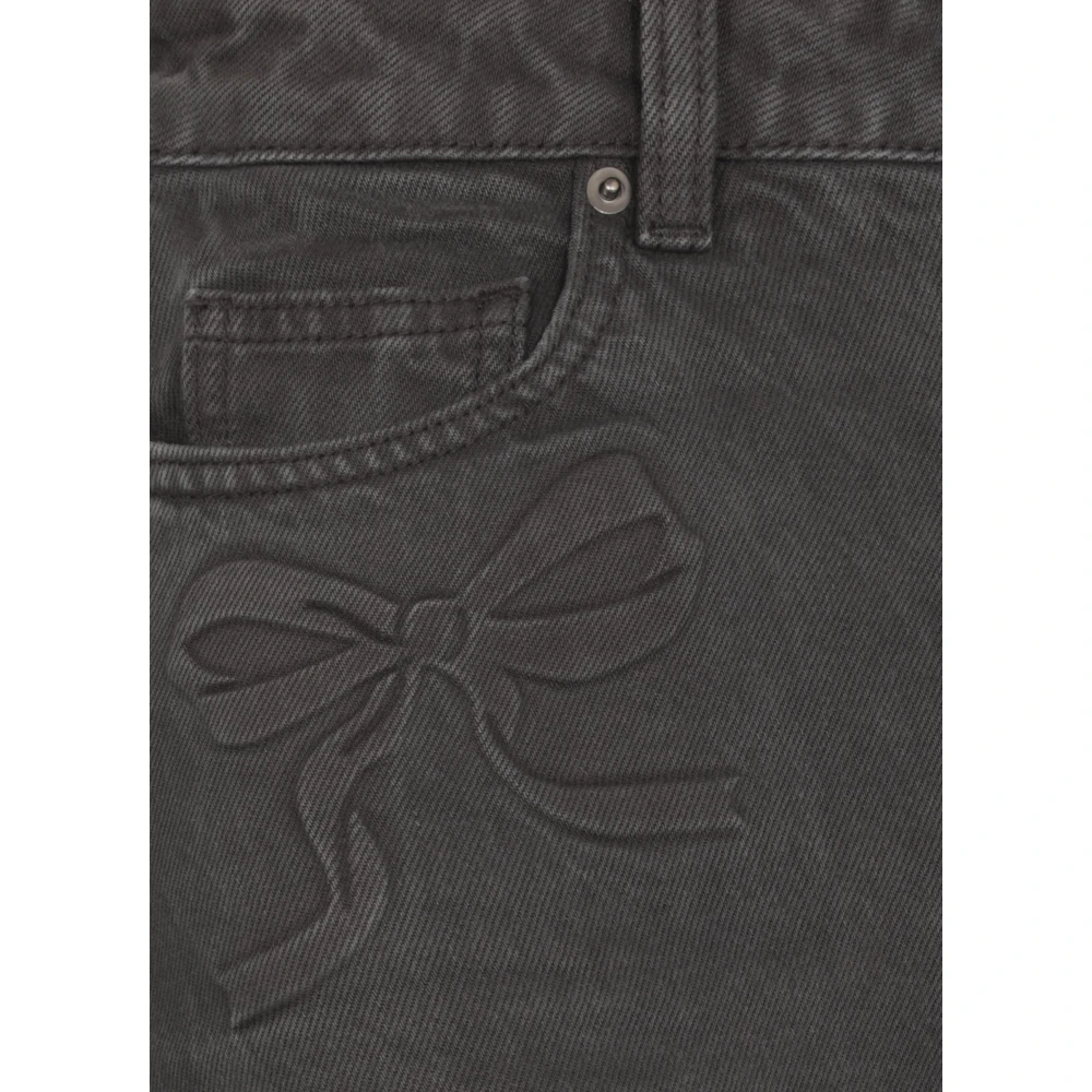 Self Portrait Grijze Katoenen Jeans met Strikdetails Gray Dames
