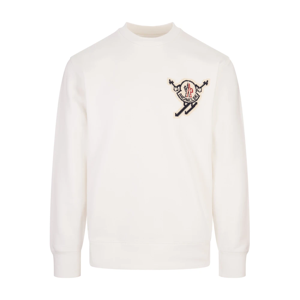 Moncler Witte Skiër Logo Sweatshirt White Heren