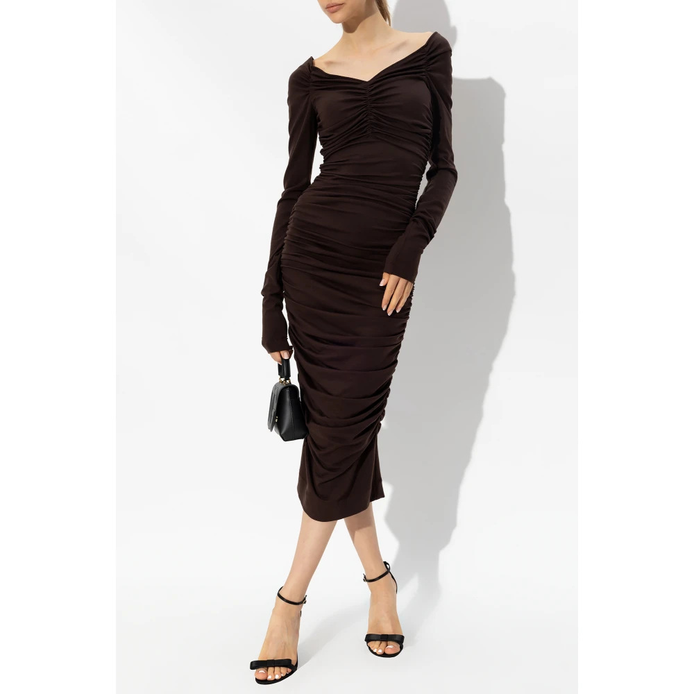 Dolce & Gabbana Aansluitende jurk met plooien Brown Dames