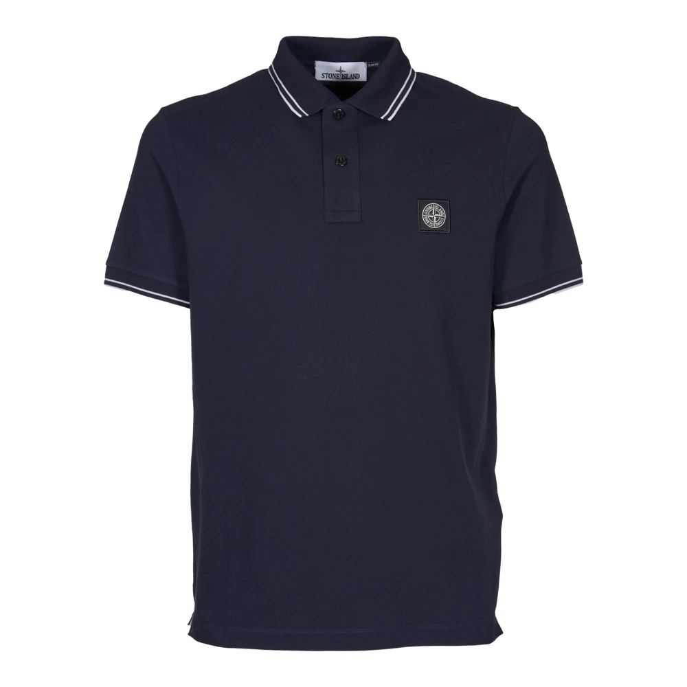 Stone Island Blauwe Organische Katoenen Poloshirt Blue Heren