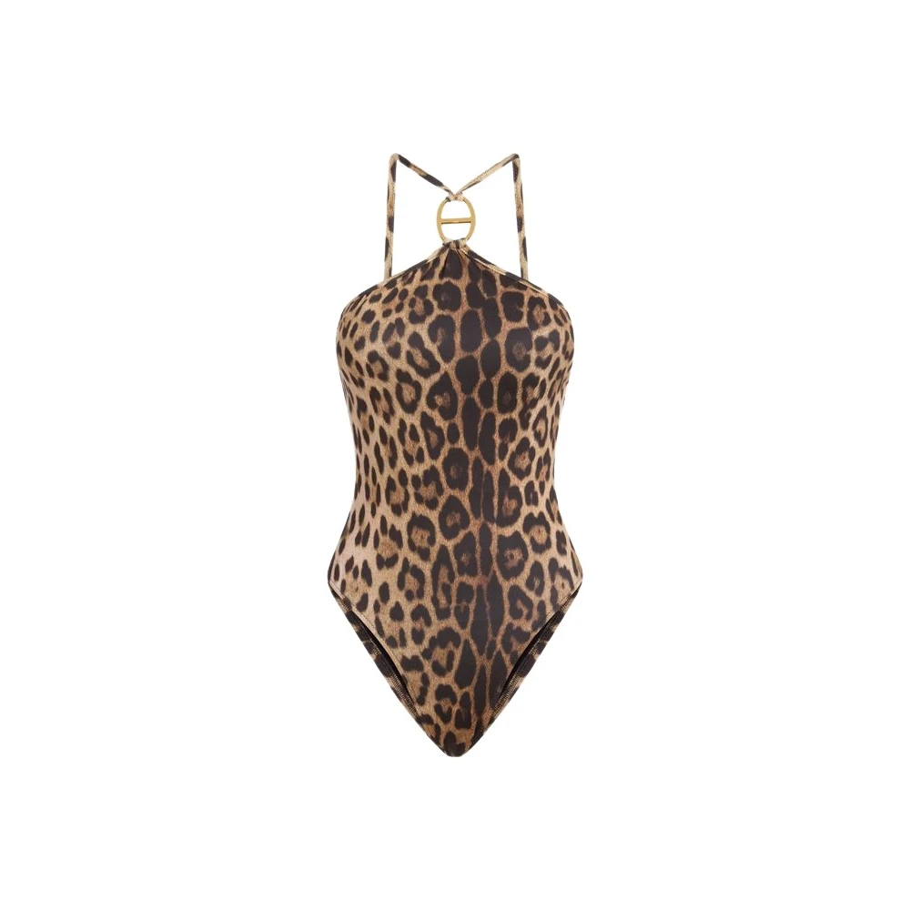 Moschino Brown Swimsuits, Female, S, Printed Lycra One-Piece Swimsuit