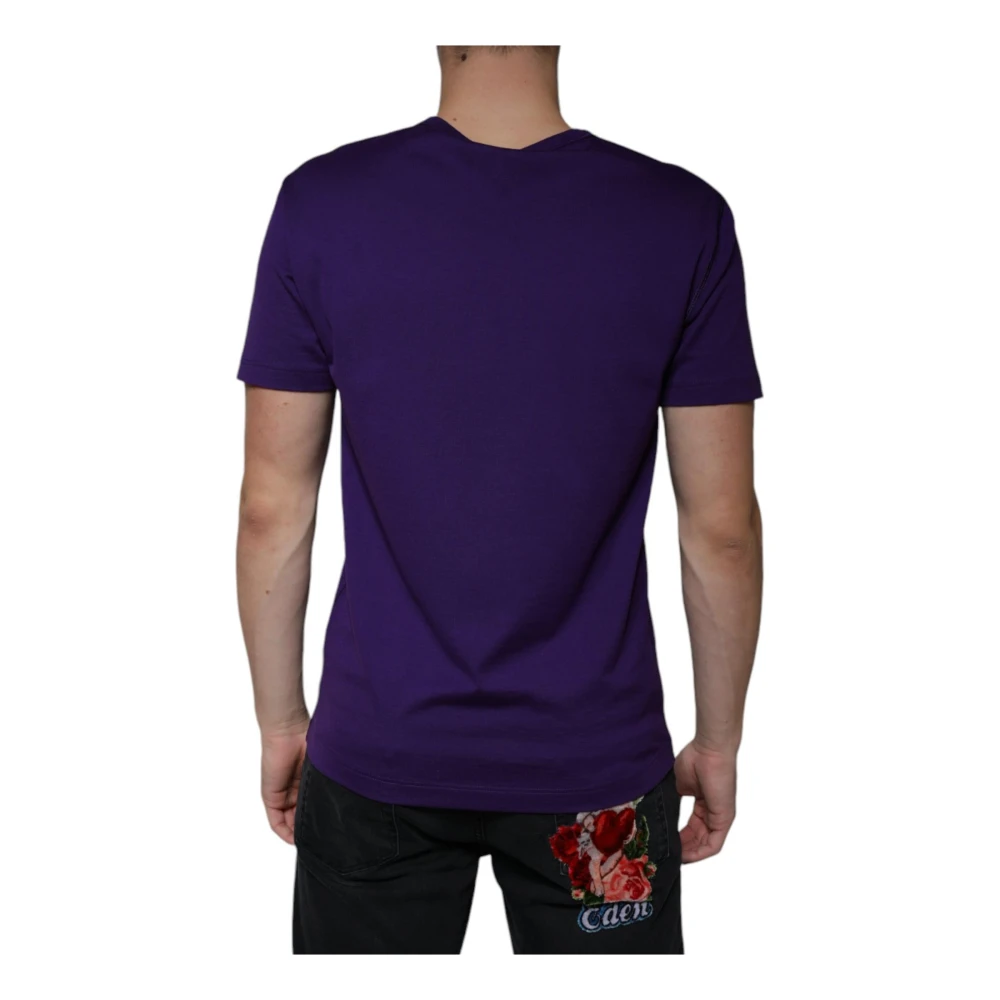 Dolce & Gabbana Paarse Katoenen Crew Neck T-shirt Purple Heren