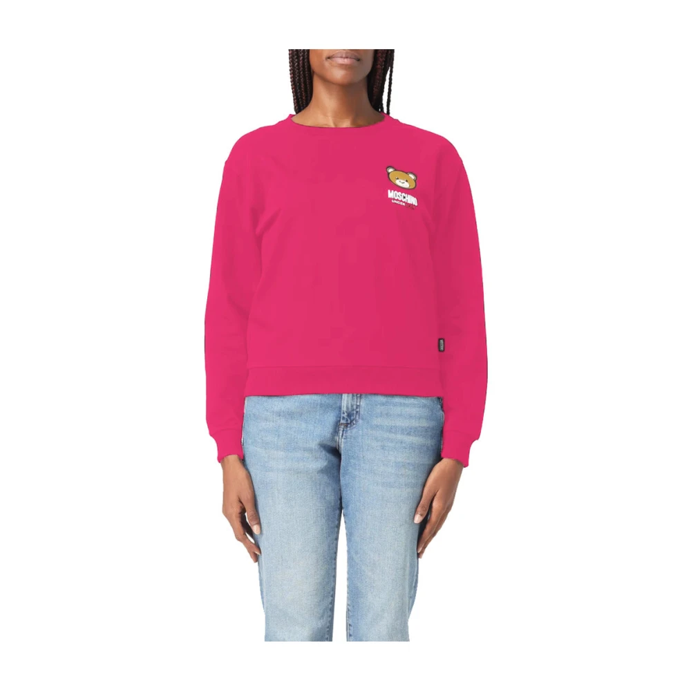Moschino Katoen Merk Print Sweatshirt Pink Dames