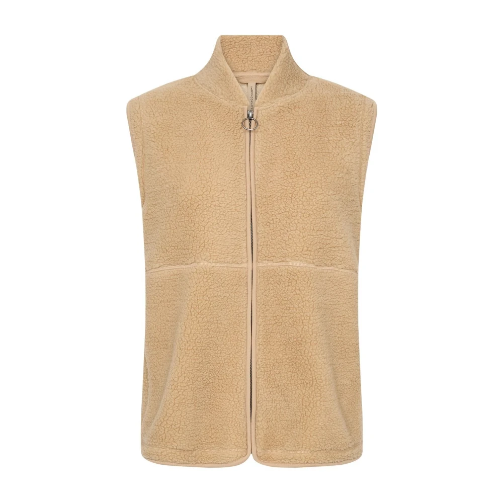 Soyaconcept Teddy Gilet met ritssluiting Beige Dames