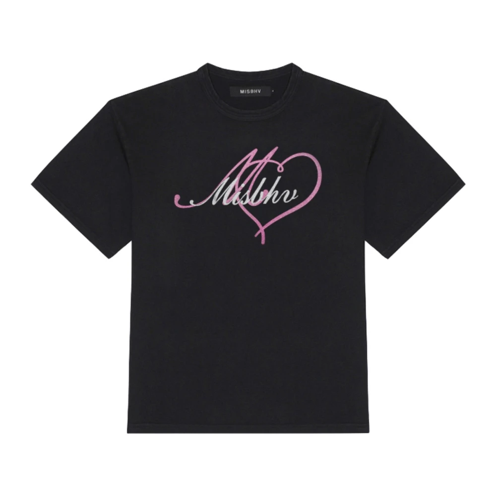 Misbhv Zwart T-shirt met glittergrafiek Black Heren