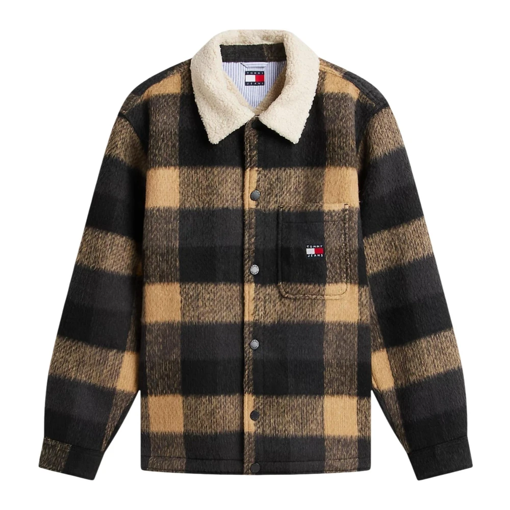 Tommy Jeans Men's Black Teddy Collar Long-Sleeve Oversized Fit Overshirt in Size 2XL, Sports Direct - Image 3
