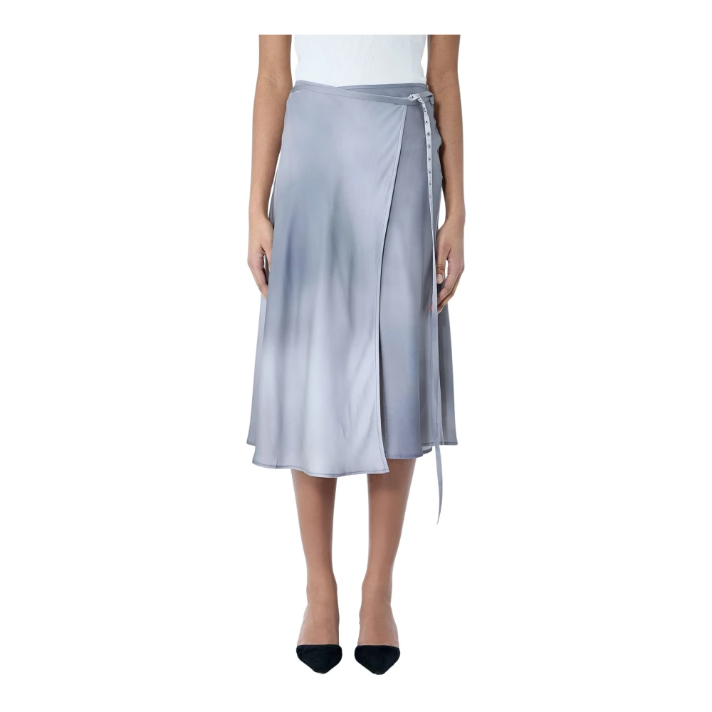 Acne Studios Women's Gray Midi Skirts, L, Satin Wrap Skirt