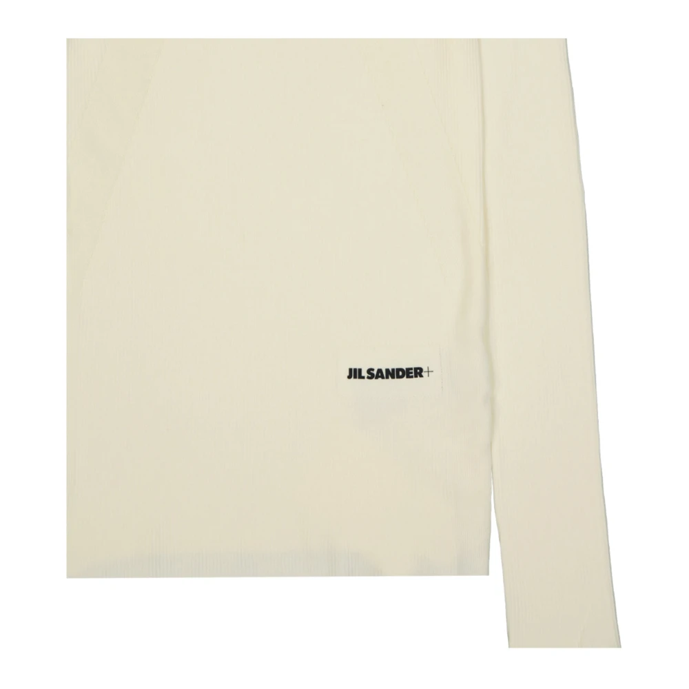 Jil Sander Logo Fitted Jumper met Crew Neck Beige Dames