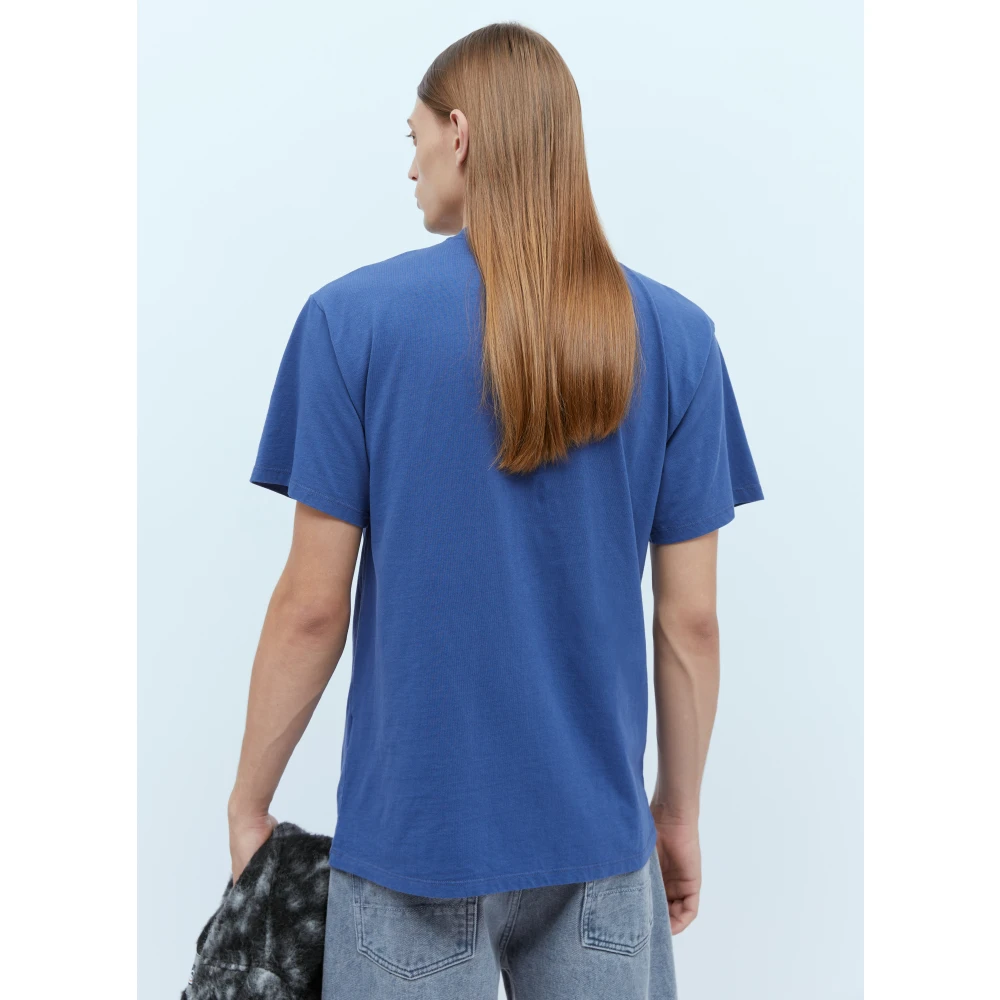 Aries Katoenen Jersey Crewneck T-Shirt Blue Heren