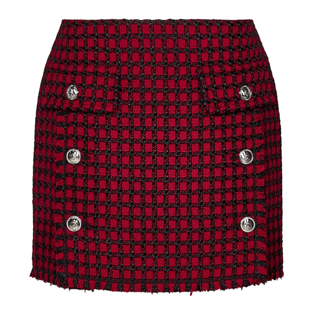 Versace Rode Rok met Medusa Knopen en Franjes Red Dames