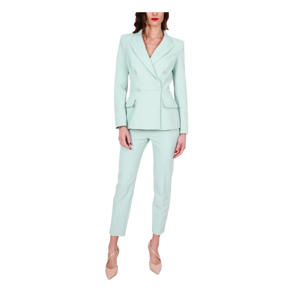 Elisabetta Franchi Groene Double-Breasted Blazer in Crêpe Green Dames