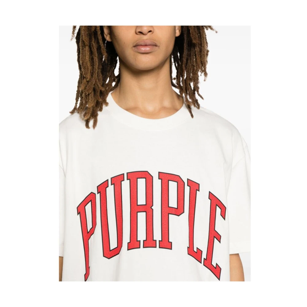 Purple Brand Katoenen Jersey Logo T-shirt White Heren