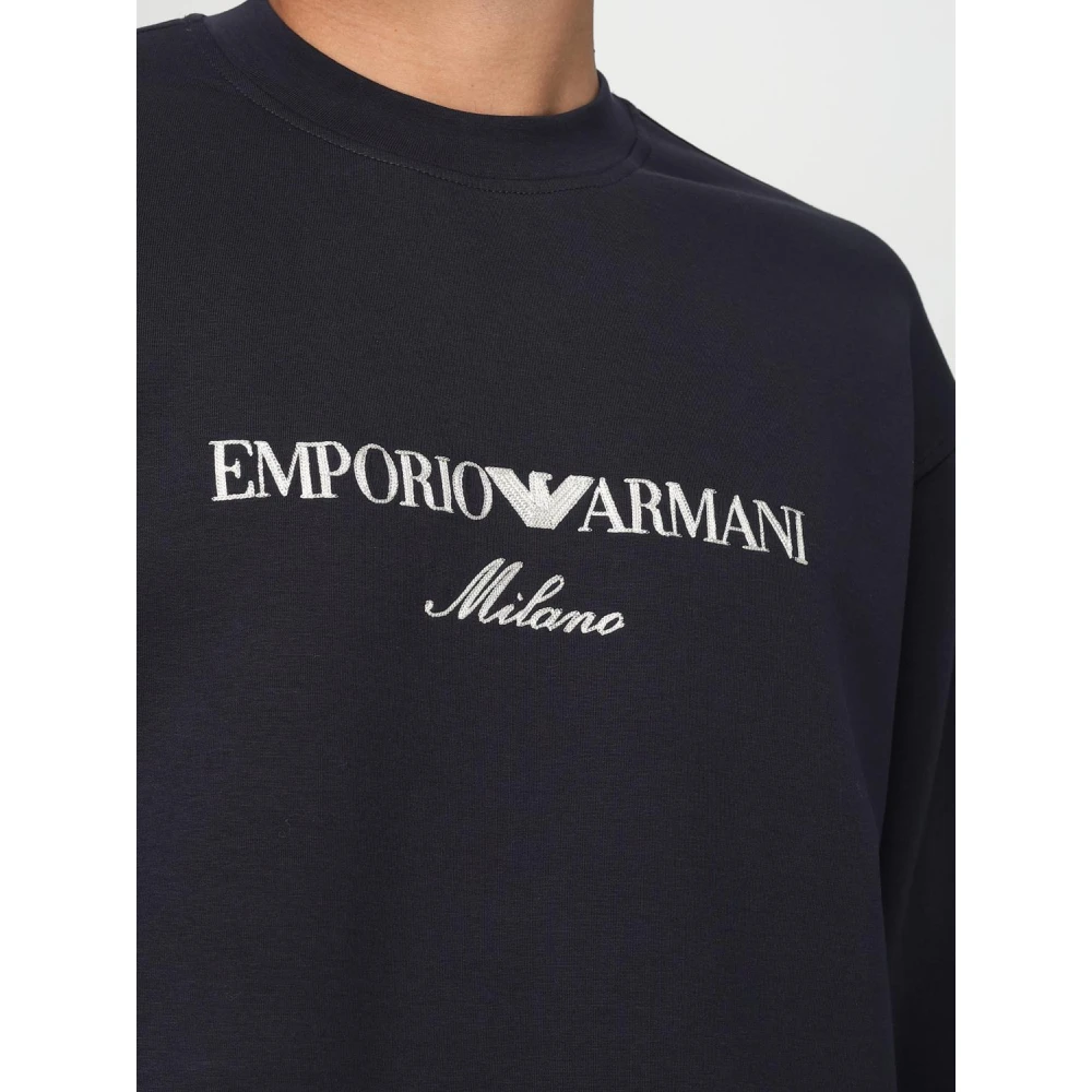 Emporio Armani Blauwe Sweaters voor Mannen Blue Heren
