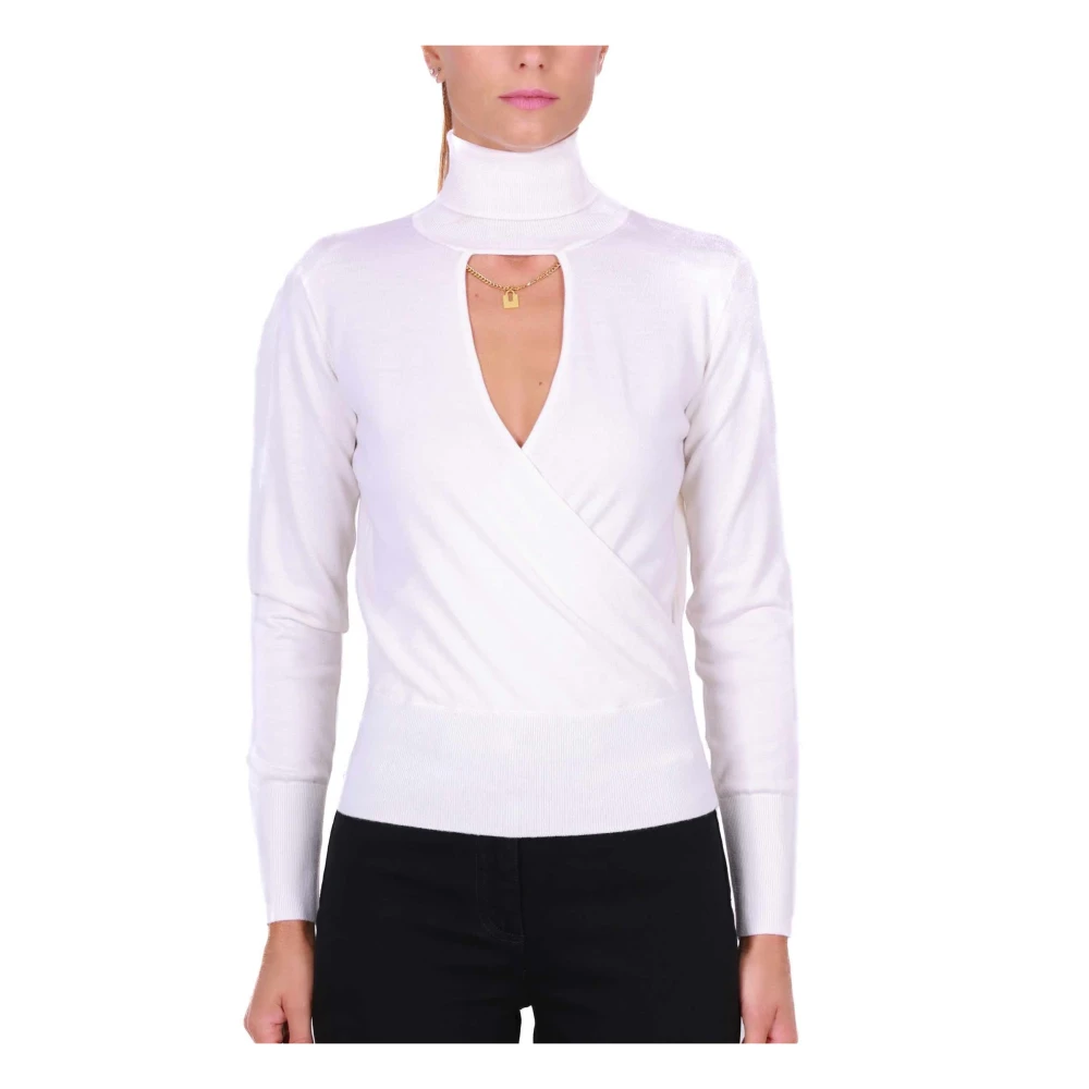Elisabetta Franchi Wollen Coltrui met Voor Cutout Beige Dames