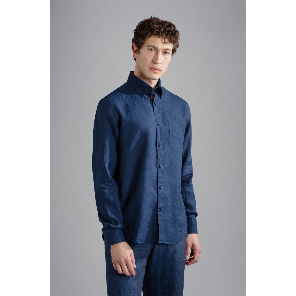 PAUL & SHARK Linnen Shirt 104 Blauw Blue Heren