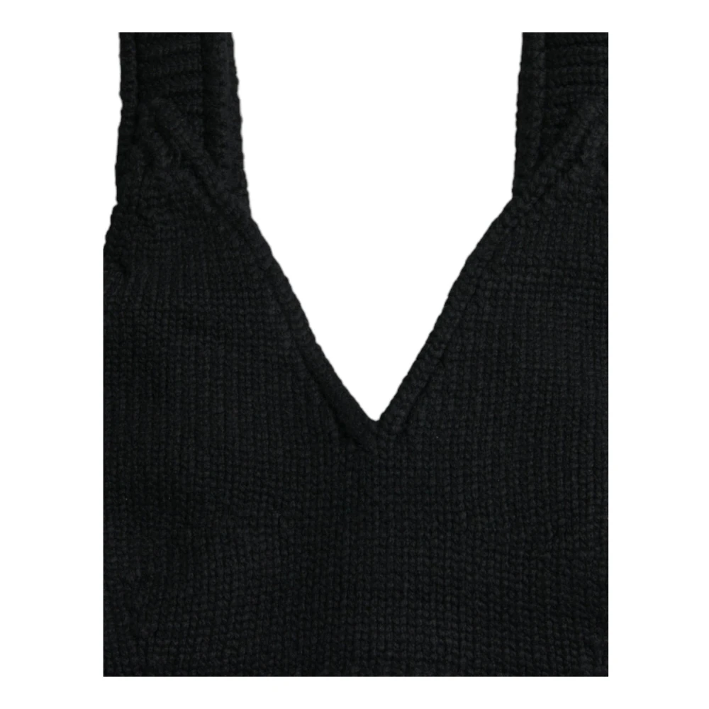 Dolce & Gabbana Zwarte Cashmere V-Hals Crop Top Black Dames